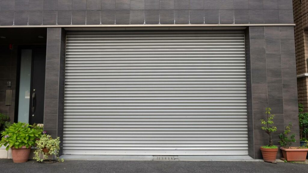 an automated metallic garage door colour idea
