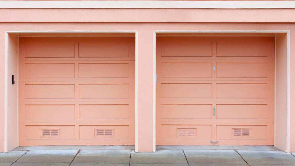 soft peach garage door colour