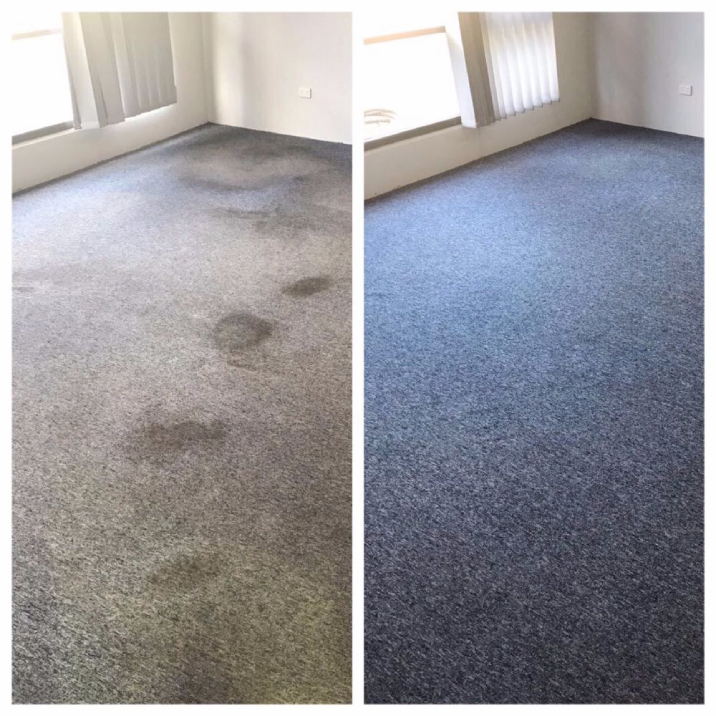 Before and after of a professional carpet clean.